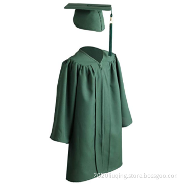 Wholesale High Quality Matte Children Graduation Cap and Gown in Dark Green